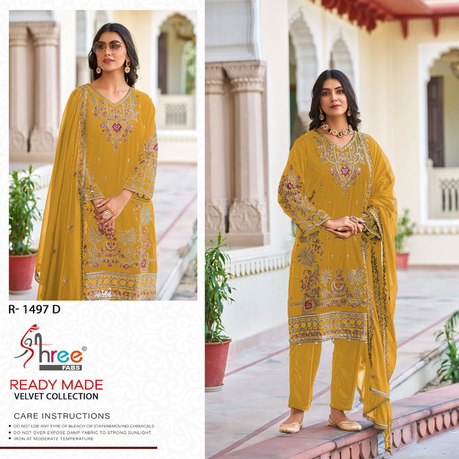 R 1497 By Shree Winter Wear Velvet Pakistani Suits Wholesale Shop in Surat